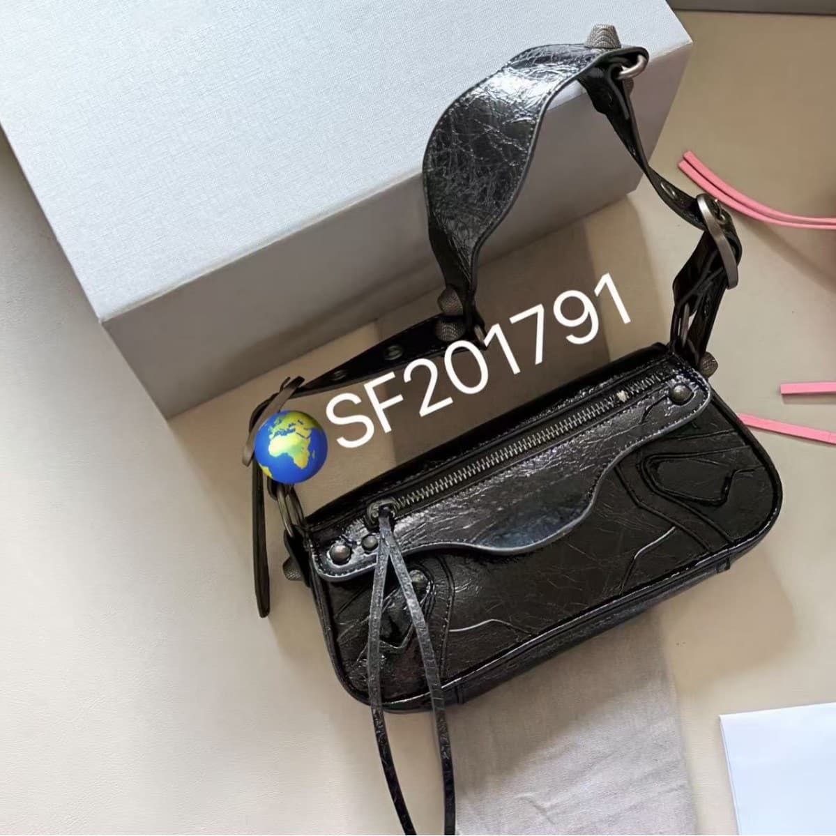 Ba Jia Fashion Biker-Style Retro Sweet & Cool Hot Girl Underarm Bag Women's Shoulder Versatile Baguette Bag Benchmarked to Original
