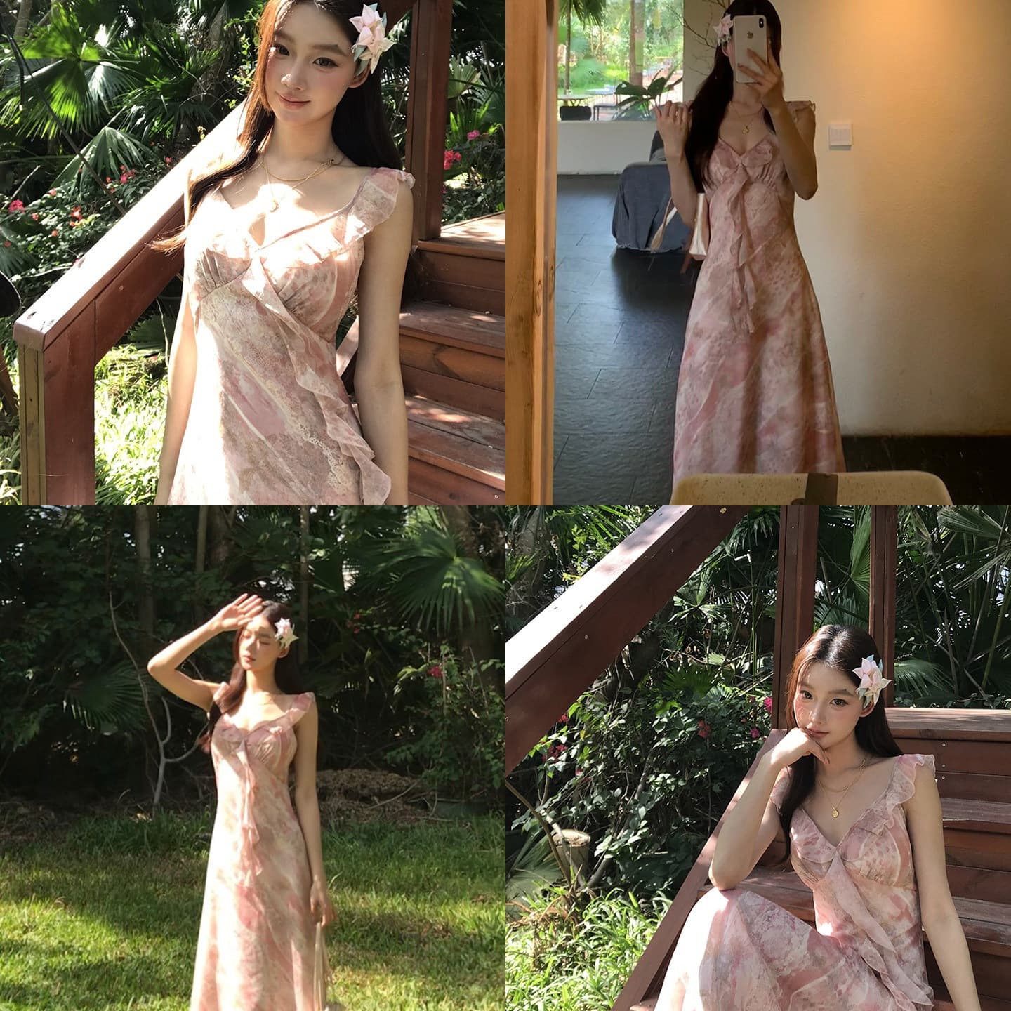Red Ren Guan Strappy Dress for Women Summer 2026 New French Intellectual Elegant Pink Long Dress Beautiful Skirt