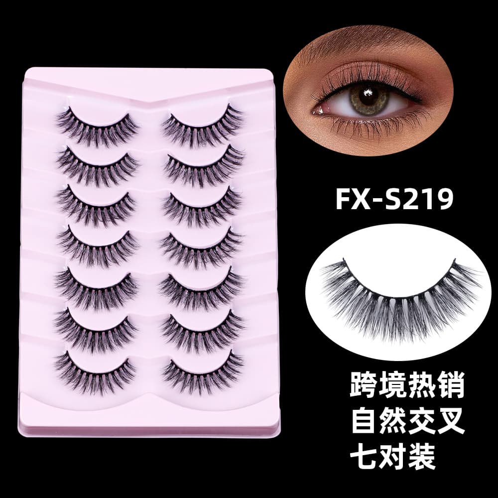 Wholesale European and American cross-border hot-selling 5D multi-layer three-dimensional artificial eyelashes 7 pairs of imitation mink false eyelashes in one piece