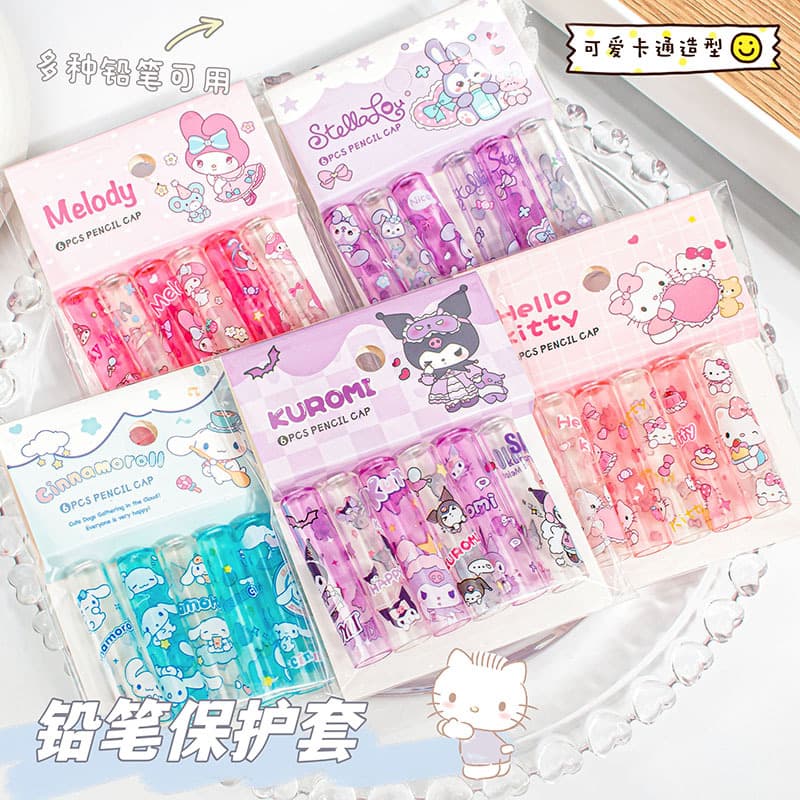 Sanrio family Kuromi new cartoon pencil cap transparent protective cover pencil cover primary school student pen tip pen cover