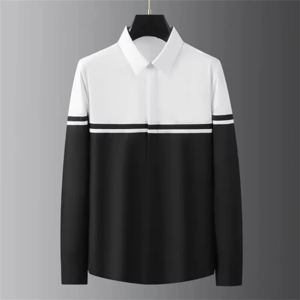 Source Factory - New Men's Spring/Fall Printed Business Casual Fashion Slim-Fit Long-Sleeve Shirt