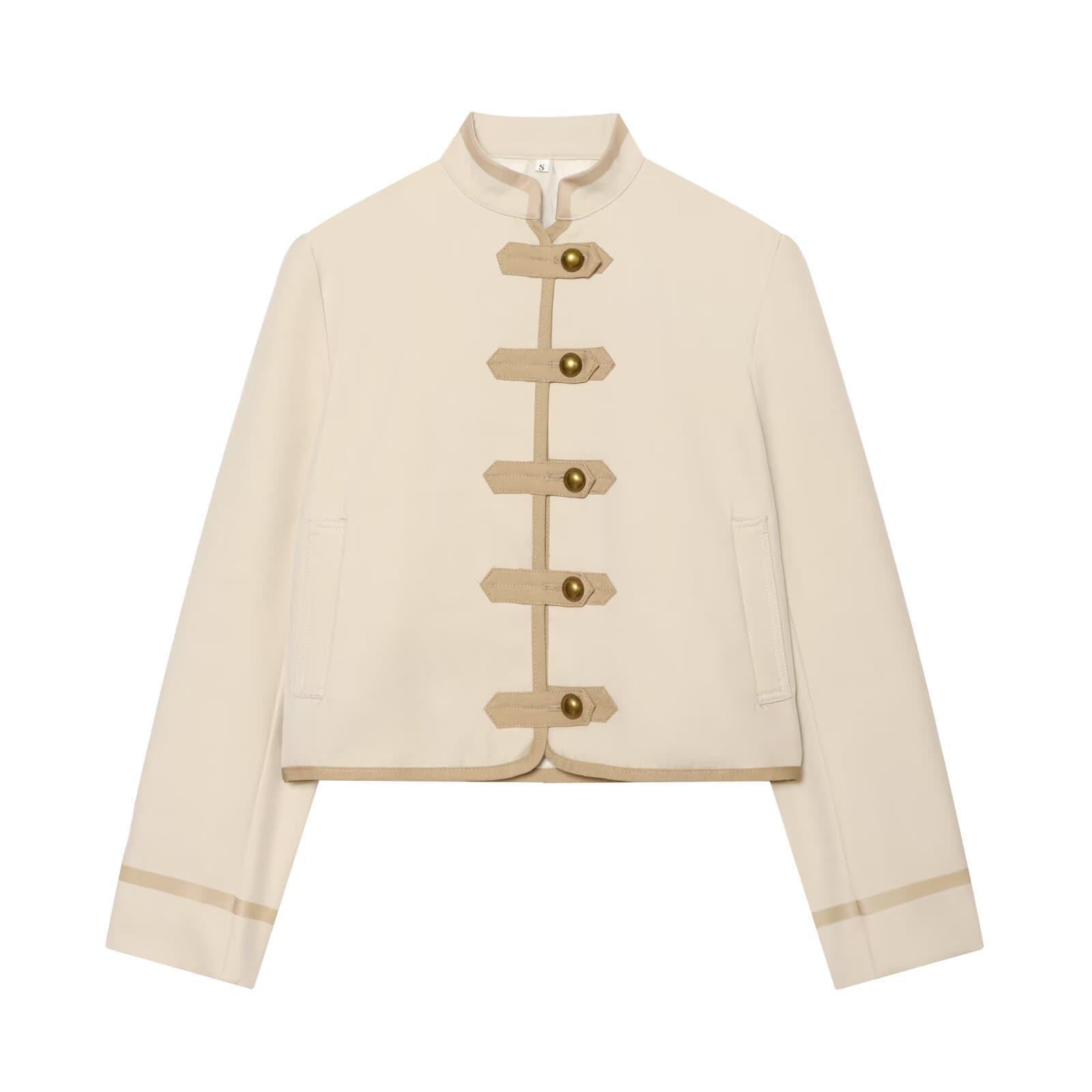 2026 Summer New Arrival Women's Fashion Shoulder Pad Knot Button Jacket Short Coat w063 9485