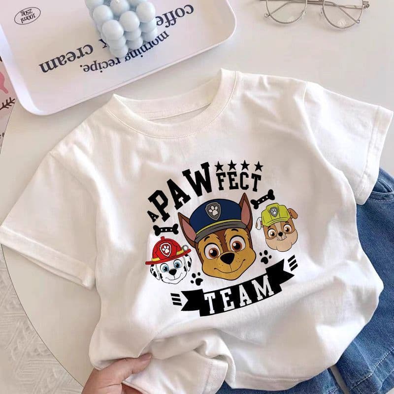 Boys and Girls Short Sleeve Cartoon Cotton Paw Patrol T-Shirt, Children's 2025 New Summer Style, Short Sleeve Top for Kids