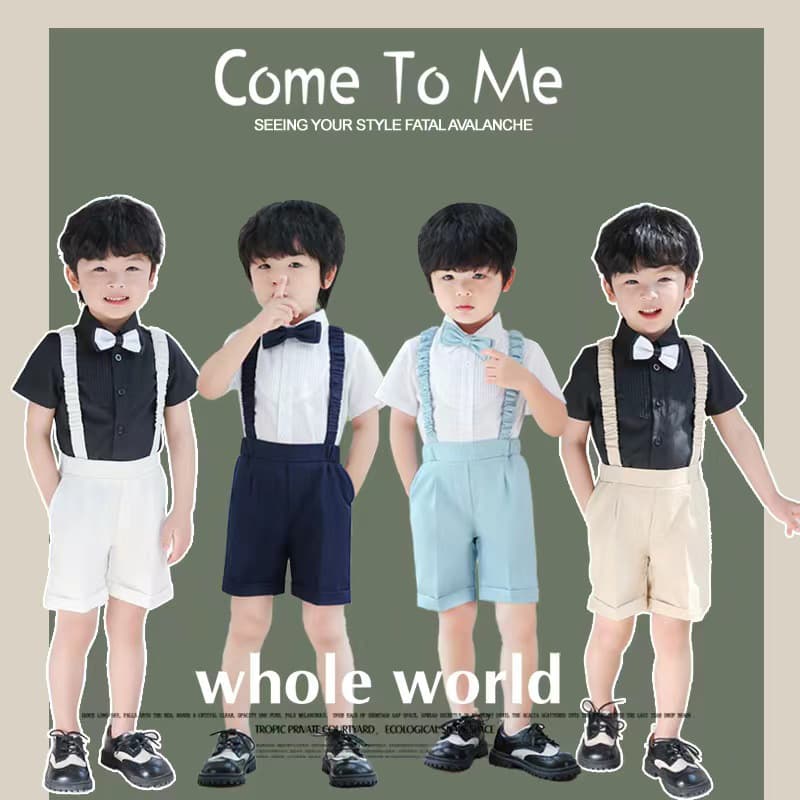 Children's overalls suit summer boy suit baby one-year-old performance children's dress infant and child handsome