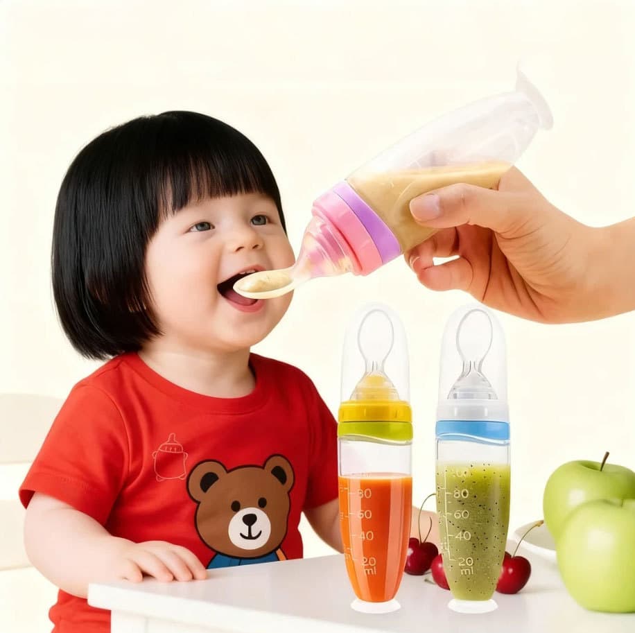 Baby Food Puree Bottle Spoon Integrated Squeeze Feeding Spoon Rice Paste Bottle Infant Baby Food Feeding Wholesale