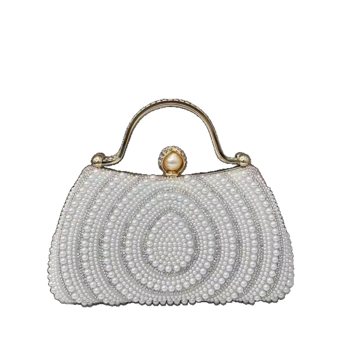 New European and American Women's Banquet Dress Rhinestone Handbag Pearl Evening Bag Shoulder Crossbody Clutch Wallet