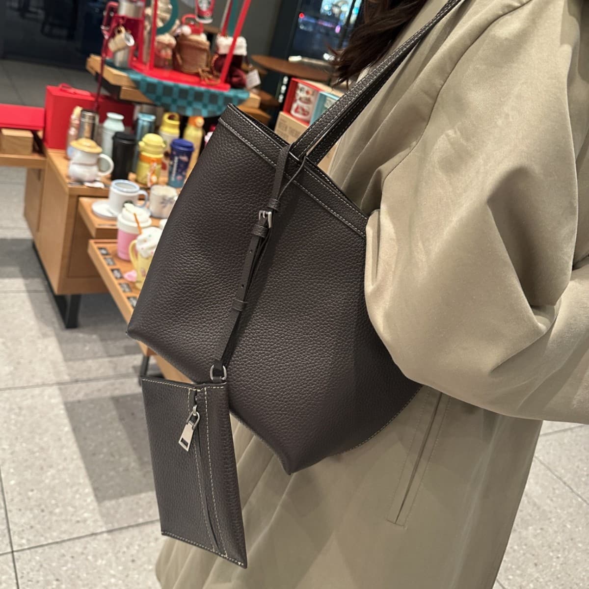 Bag Women Autumn Winter ROW Genuine Leather Large Capacity Retro Fashion Shoulder Handbag Versatile High-end Feel Tote Bag