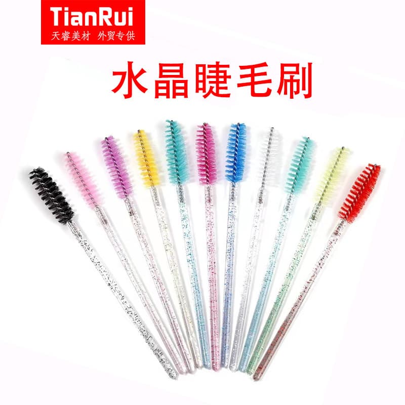 Wholesale Disposable Crystal Rod Eyelash Brush for Lash Extension False Lashes Spiral Eyebrow Comb Makeup Brush Solid Lash Comb