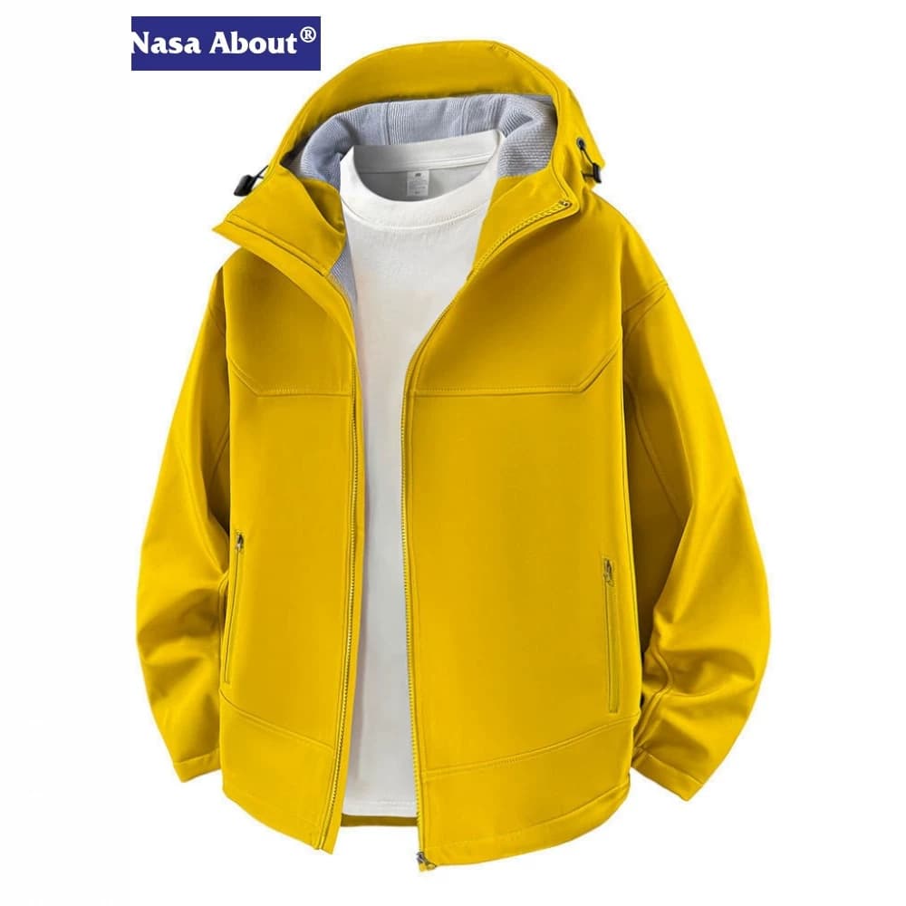 NASA ABOUT soft shell hooded jacket for men spring and autumn 2026 new outdoor three-proof mountaineering work jacket