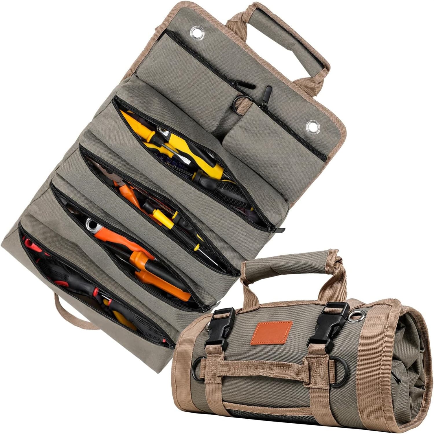 Factory 600D Oxford cloth multifunctional hardware tool roll bag, electrician tool bag, car hanging storage bag