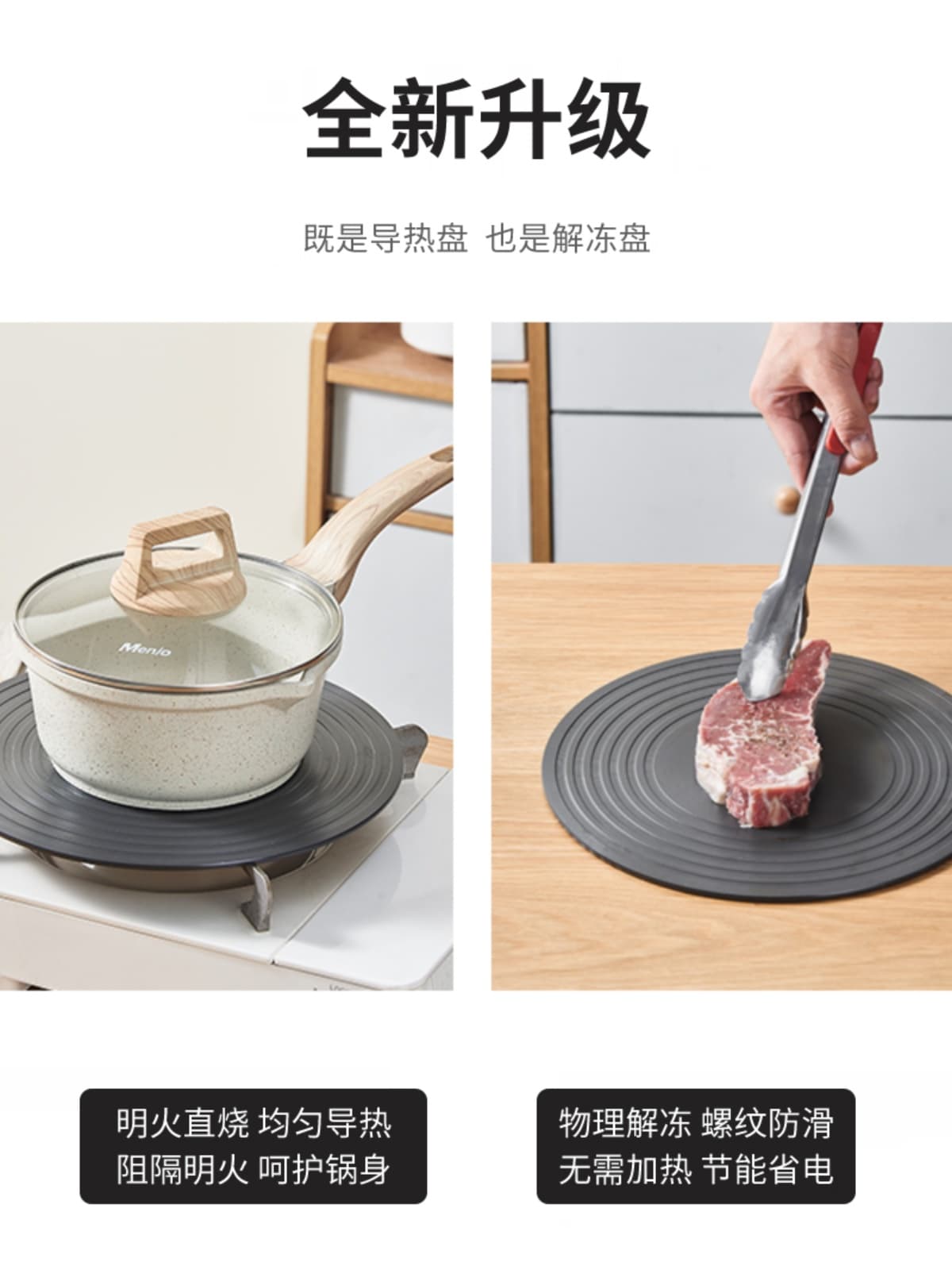 Heat Diffuser Plate for Gas Stove Household Defrosting Insulation Tray, Fire Barrier Mat, Anti-burn Black Gas Stove Burner