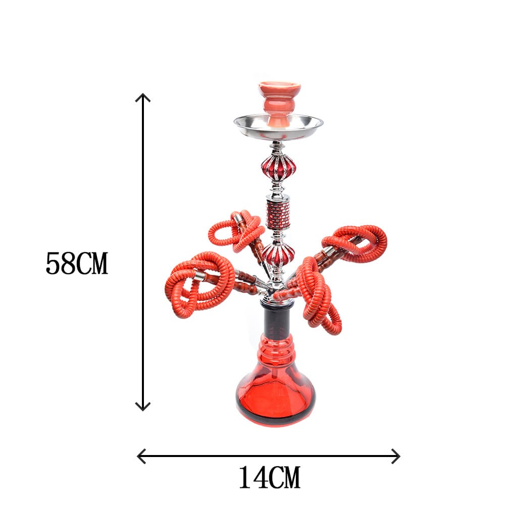 Factory Direct Cross-Border E-commerce Medium Four-Hose Aluminum Ball Hookah Shisha Set