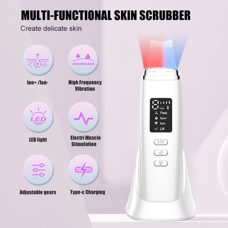 C6 New Red and Blue Light Ultrasonic Skin Spatula EMS Positive and Negative Ion Blackhead Export Mask Import Lifting and Firming