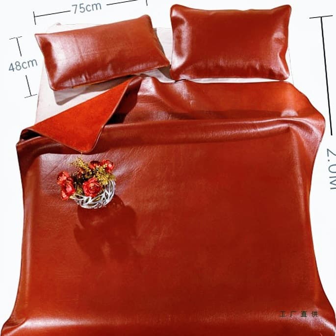 Thickened Water Buffalo Hide Cool Mat, Top Grain Leather Soft Mat, 1.8m Bed Mat, 1.5m Hard Mat Three-Piece Set