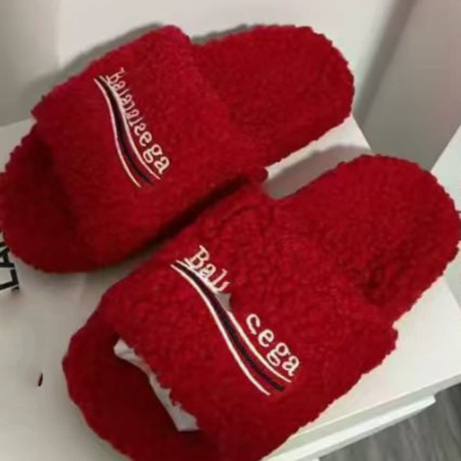 Popular Cross-Border Export Item: Paris Fur Slippers Size 35-47, B-Brand Embroidered Casual Women's Slippers, Outdoor Men's Slippers, Large Size
