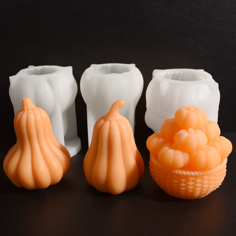New Halloween pumpkin candle mold DIY plaster three-dimensional pumpkin basket pumpkin frame ornament silicone mold