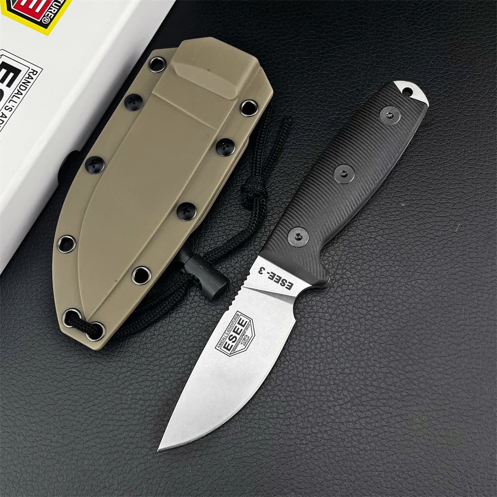 ESEE 3 Outdoor Knife - Survival Knife for Camping, Self-Defense, Straight Knife, High Hardness Utility Knife