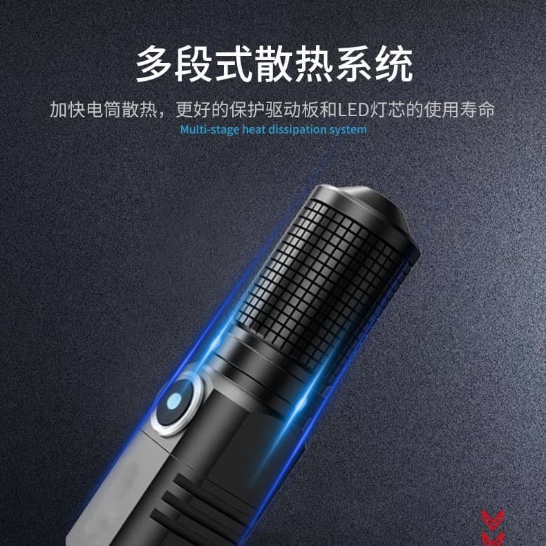 New Cross-Border Strong Light Flashlight Mini Portable Long-Range LED Laser Super Bright P50 Rechargeable Type-C Zoomable