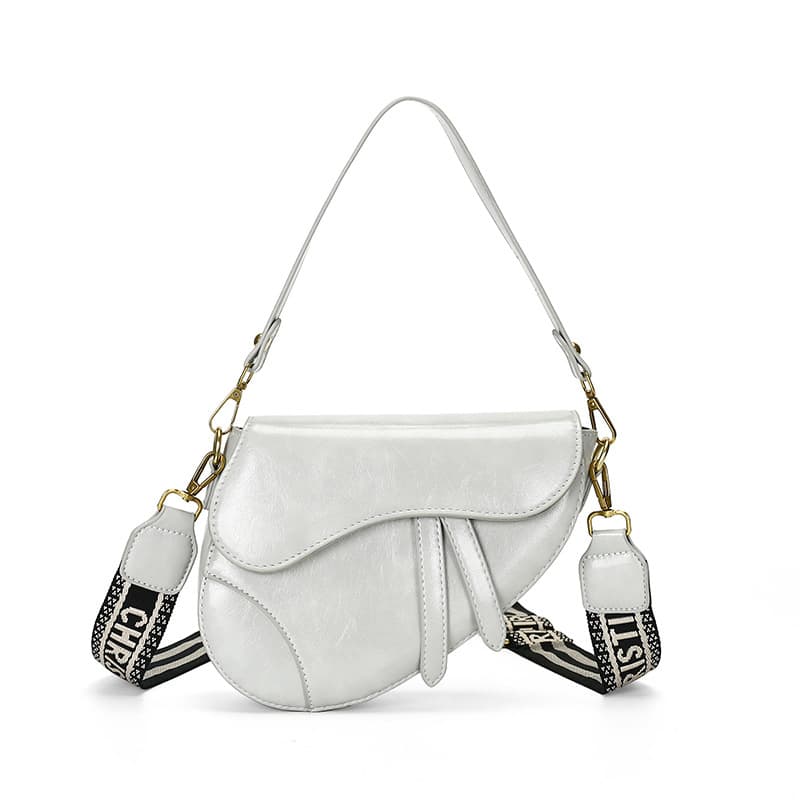 Cross-border Europe and America hot-selling handbag saddle bag new solid color wide shoulder strap versatile daily single shoulder crossbody bag women's bag