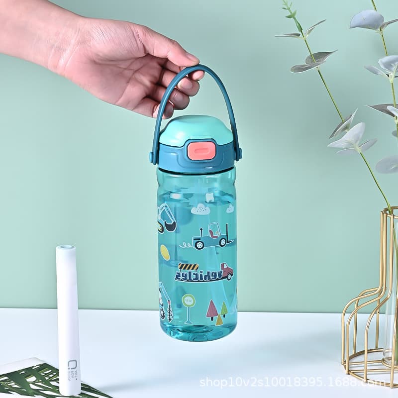 Children's Water Bottle for School 2024 New Summer Straw Direct Drink Cup with Handle Ring