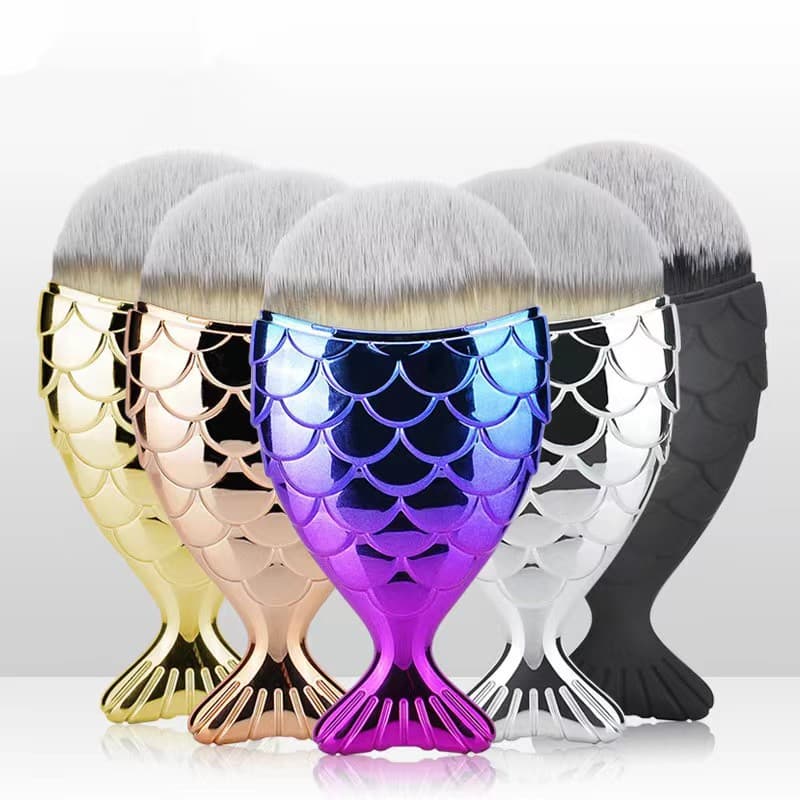 Single Large Colorful Mermaid Makeup Brush Foundation Brush Large Fish Beauty Tool Manufacturer Gradient Color