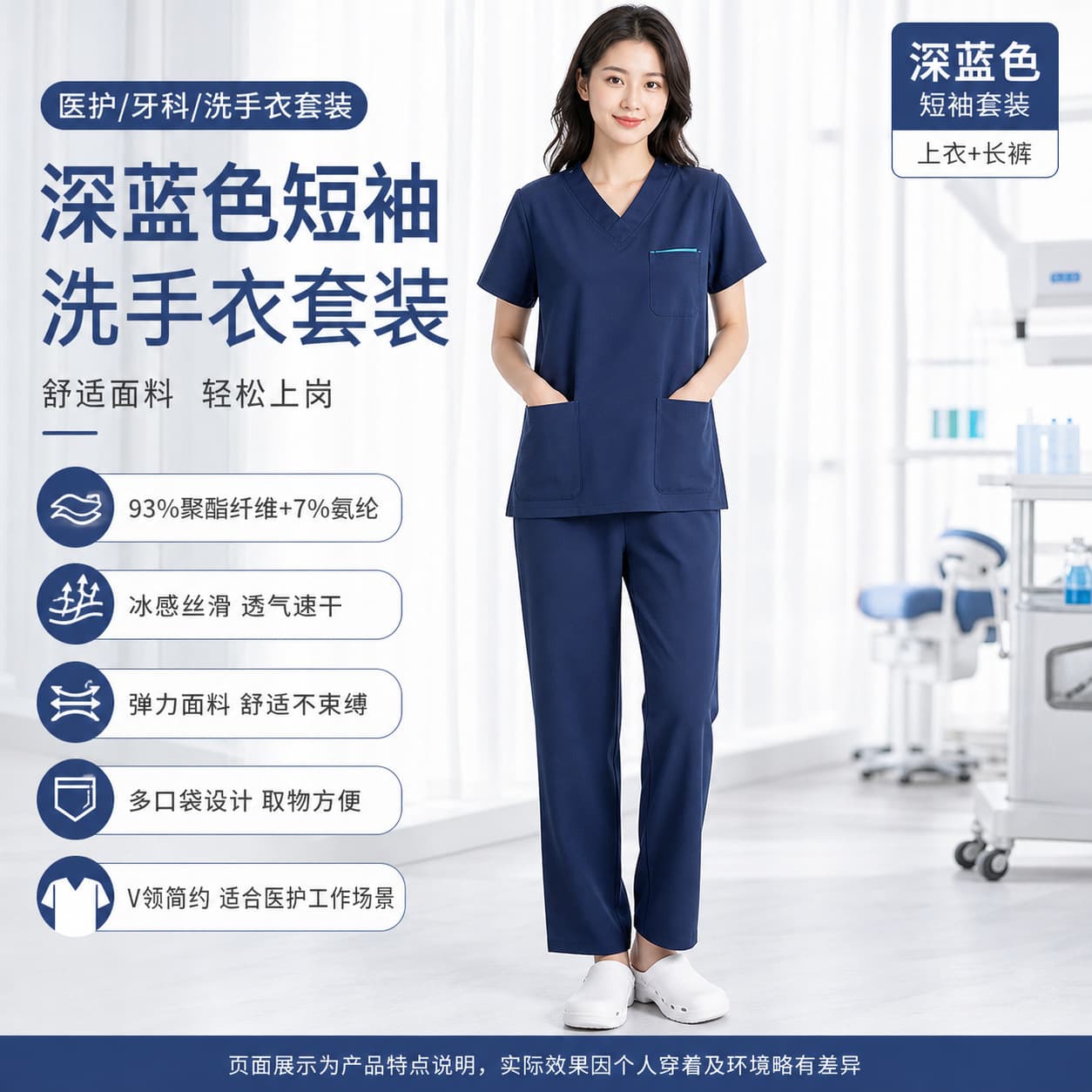 Moisture-Wicking Quick-Dry Short-Sleeve Dental Clinic Uniform for Women and Men, Dentist Nurse Scrub Suit Set Factory Wholesale