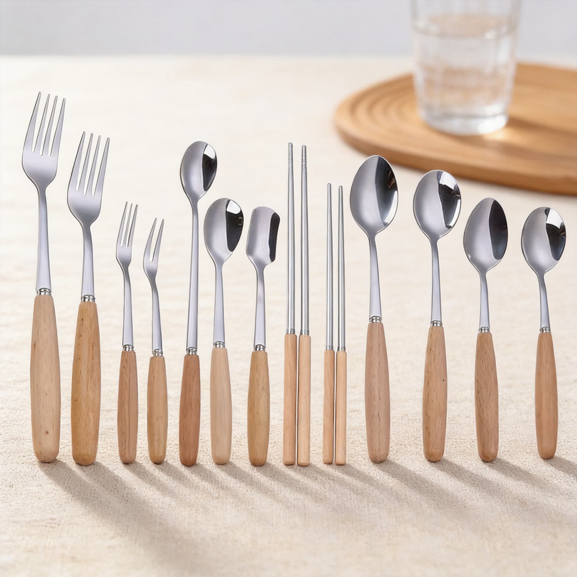Creative Tableware Ins Style Spoon Fork Knife Western Dining Set Stainless Steel with Wooden Handle High-End Western Cutlery Gift Set
