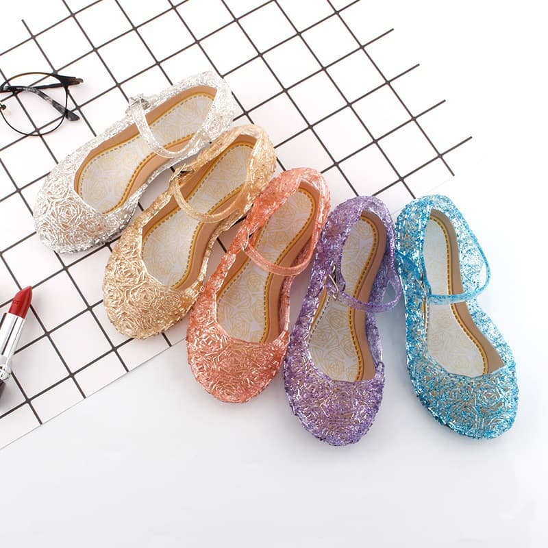 Cross-border Summer Frozen Snow Wonderland Elsa Girls' Princess Shoes Cinderella Crystal Shoes Children's High Sandals