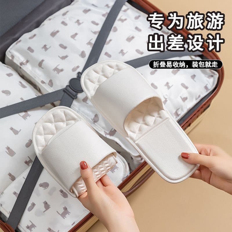Foldable Women's Travel Slippers, Portable for Business Trips, Tourism, Hotel, Shower Anti-Slip, Couples, Disposable Home Shoes