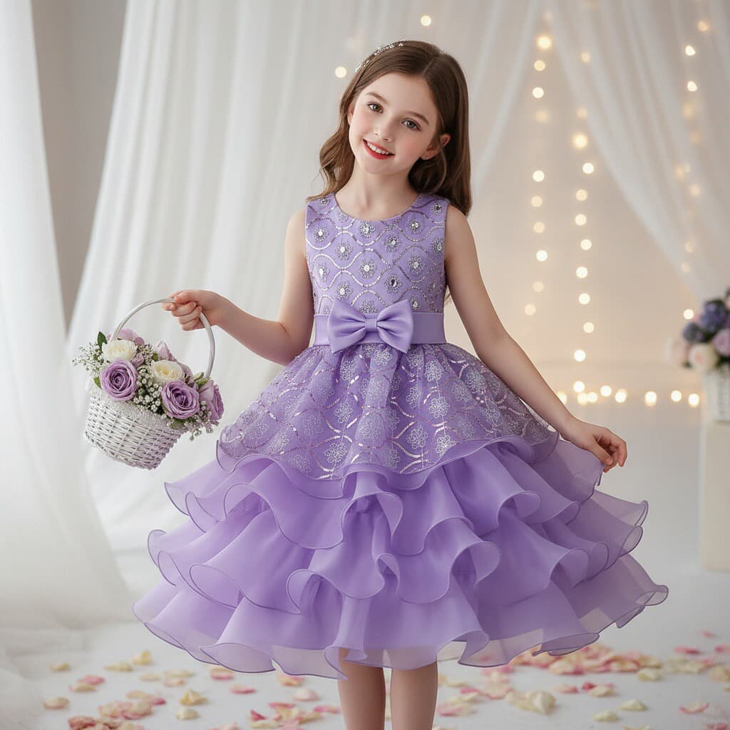 Princess Dress Children's Formal Gown Girls' Skirt with Diamond Embellished Tulle Puffy Cake Style Dress Flower Girl Dress