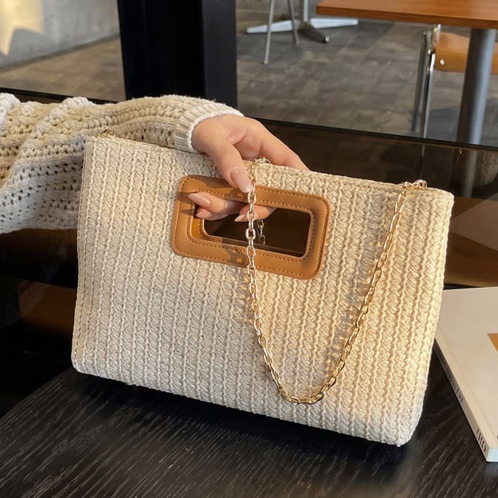 Woven Handbag for Women Fall Office Commuter Bag Crossbody Shoulder Bag Casual Smart Underarm Bag