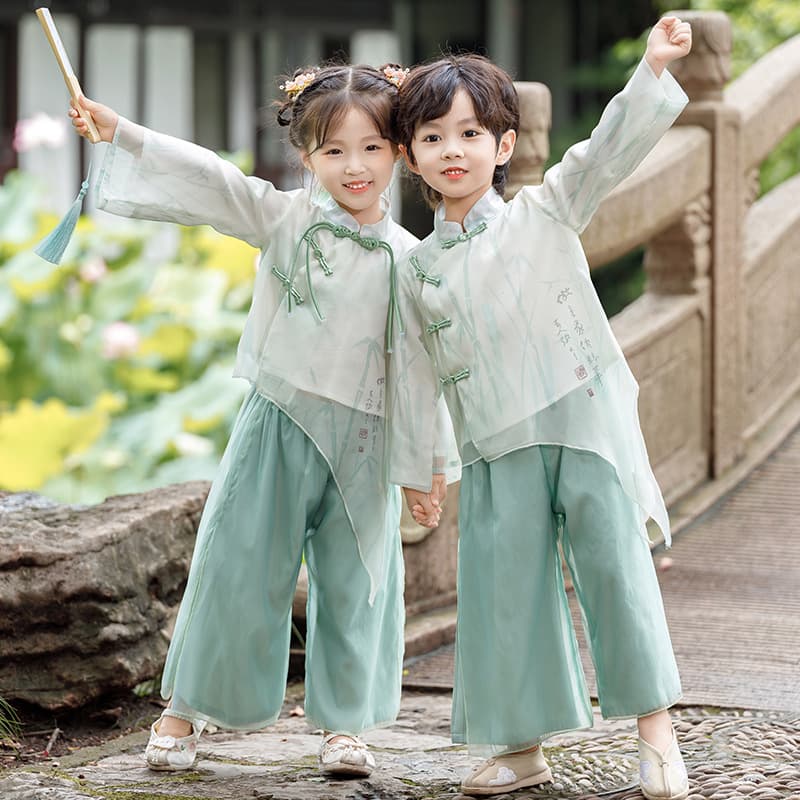 Children's Hanfu Set, New Chinese Style National Costume for Boys and Girls, Spring/Autumn Ancient Tang Suit Fairy Performance Costume