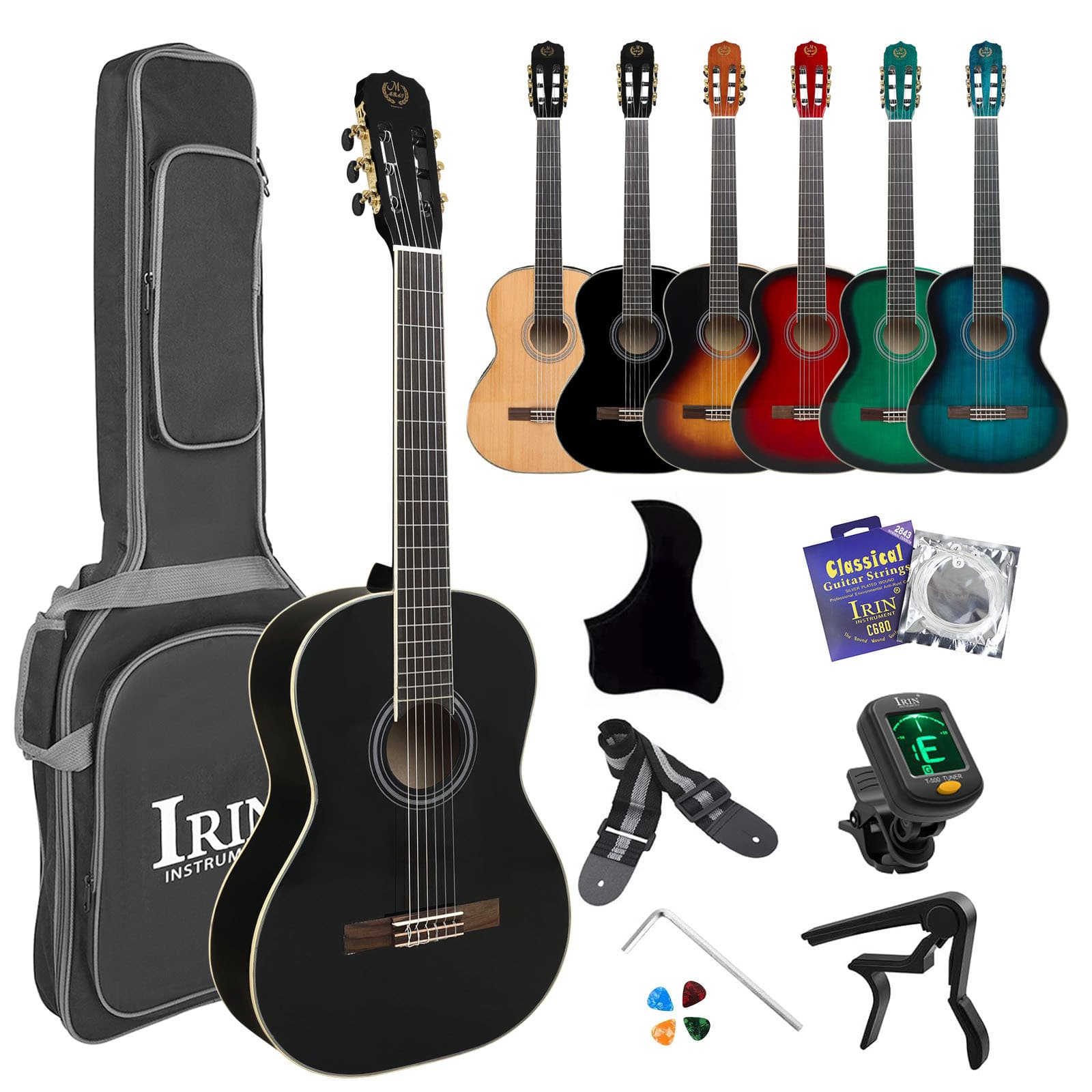 Cross-border 39-inch Classical Guitar for Beginners, Practice Acoustic Guitar, Spruce Top, Classical Guitar Set for Novices