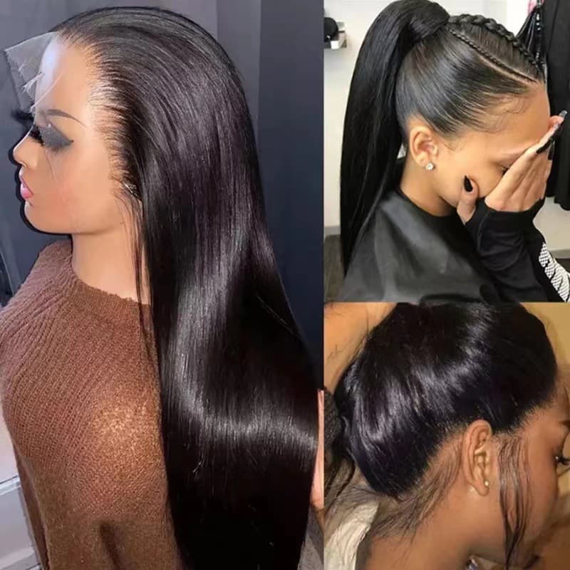 Hand-Woven Front Lace Wig Long Straight Hair Human Hair Wigs European and American 13×4 Lace Wig Sets in Stock