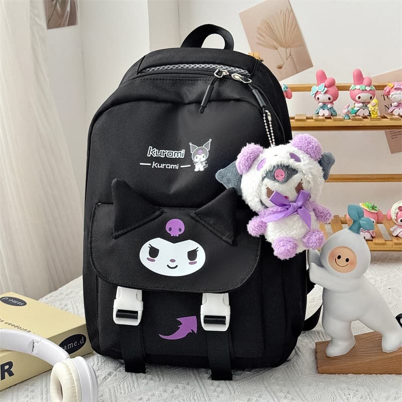 New Sanrio children's backpack, middle school student bag, cinnamon dog Kuromi student bag, computer bag, travel bag