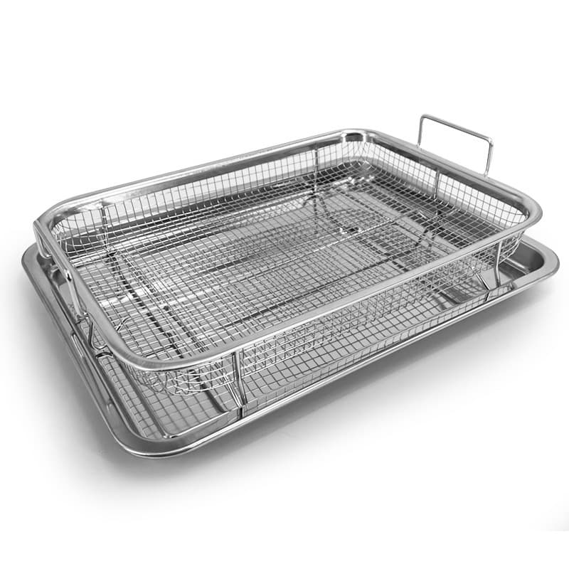 BBQ Basket Stainless Steel Baking Pan Oven Baking Pan Air Fryer Accessories Outdoor BBQ Pan BBQ Pan E18