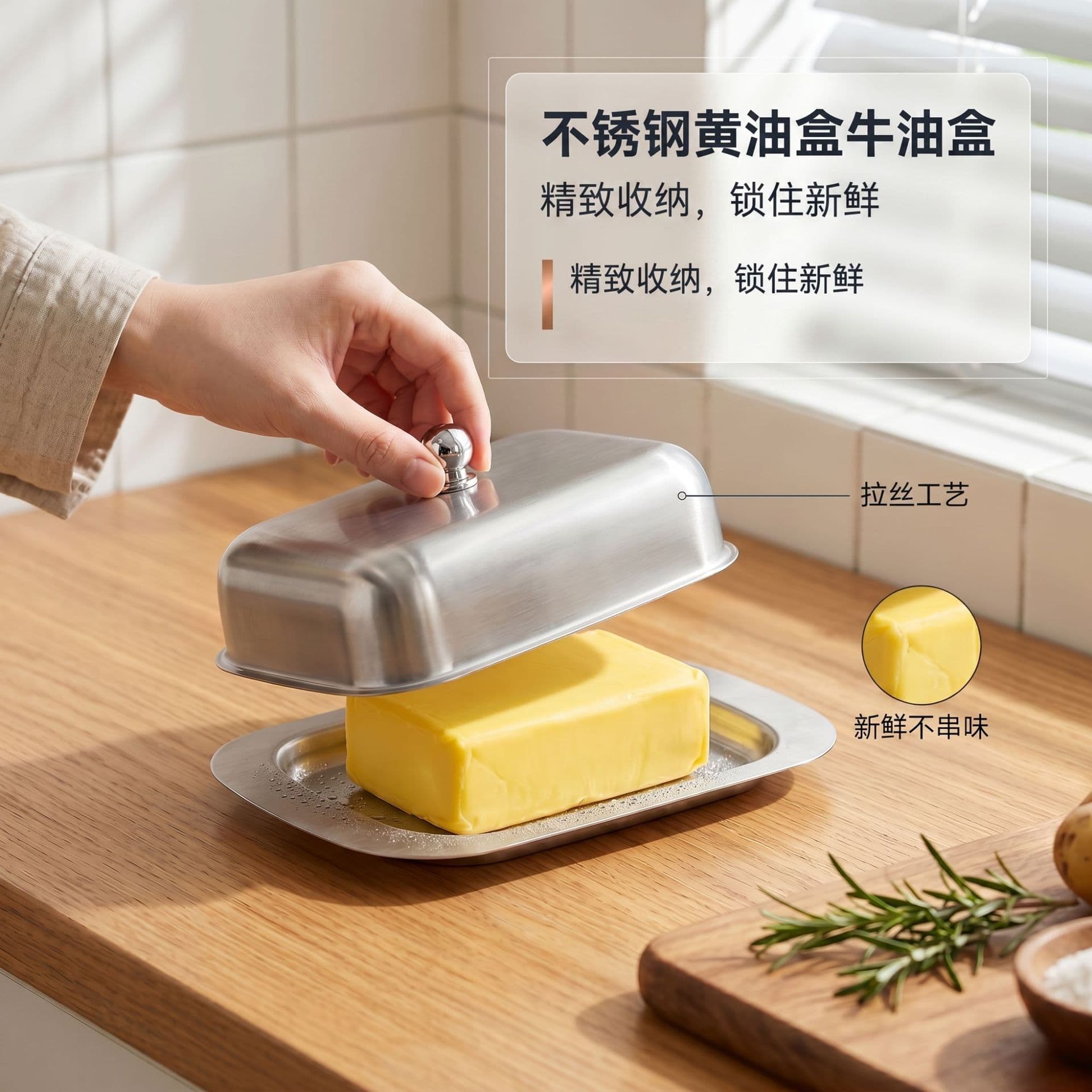 Cross-border Supply Stainless Steel Butter Box Cheese Butter Cheese Block Butter Box Snack Plate Bread Box Butter Container