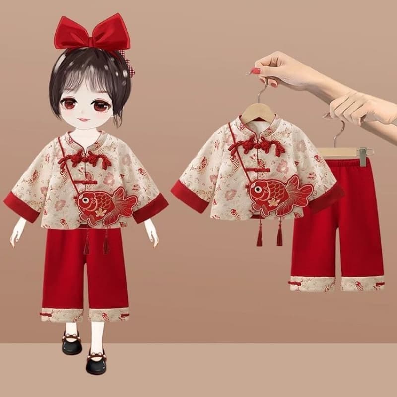 Girls' new Chinese style suit spring and autumn new national style children's foreign style birthday Tang suit baby girl's one-year-old dress