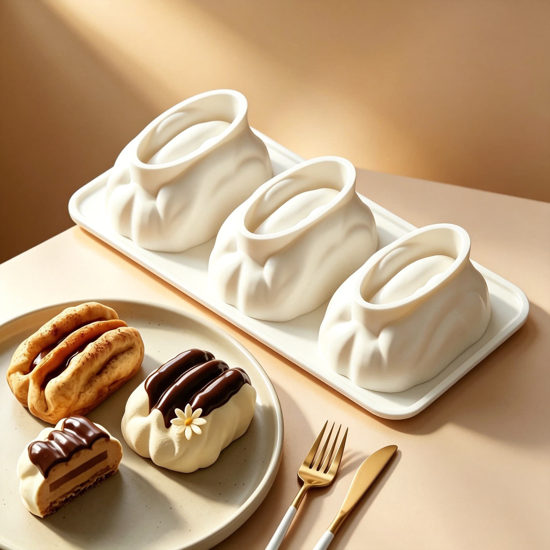 Cross-border Exclusive 3-Connected Walnut-Shaped Mousse Cake Mold, Food-Grade Silicone Mold, Baking Tool