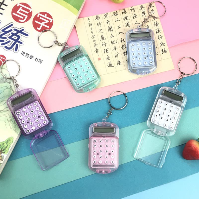 Small Portable Keychain Calculator with 8-Digit Display for Elementary Students, Simple Mini Children's Calculator