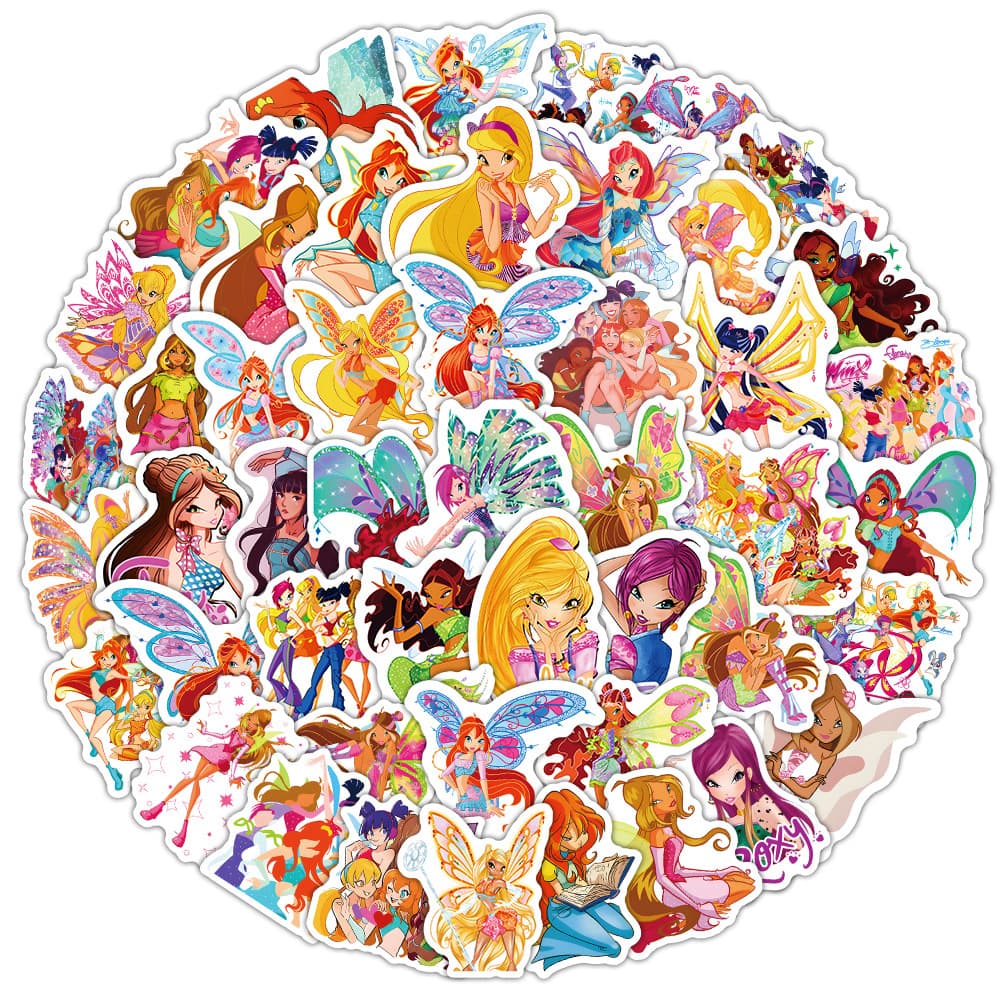 60pcs Winx Club Sticker Decals for Scooter, Luggage, Notebook, Guitar, Journal, Waterproof Stickers Wholesale