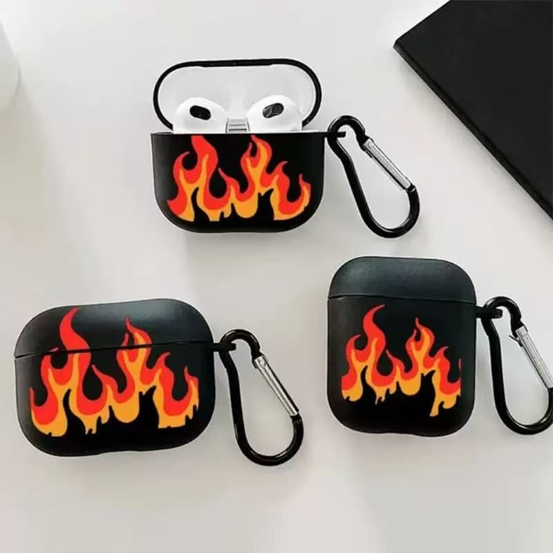 Flame leopard heart design compatible with AirPods protective case, AirPods Pro, Apple earphone case, AirPods 2, men