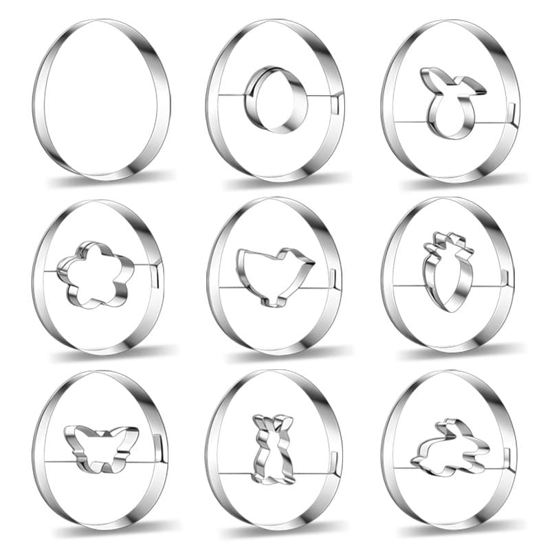 Factory Direct Egg Shape Cookie Cutter Set 9 Pieces Home Creative DIY Cookie Mold Baking Tool