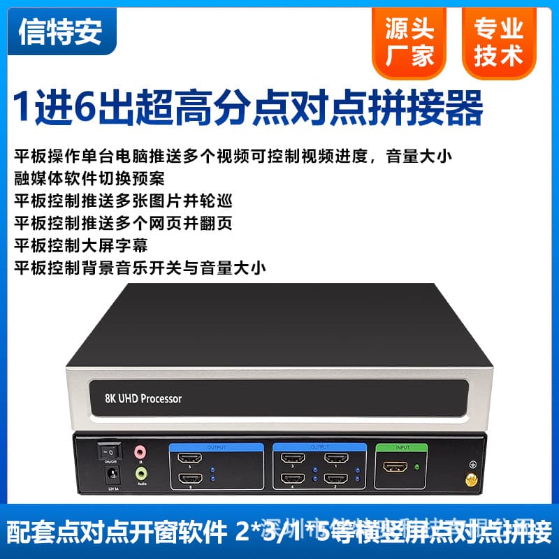 4K Ultra High-Definition Point-to-Point Multi-Screen Video Image Splicing Processor Three/Four-Screen Expander 1-in-4-out 8K