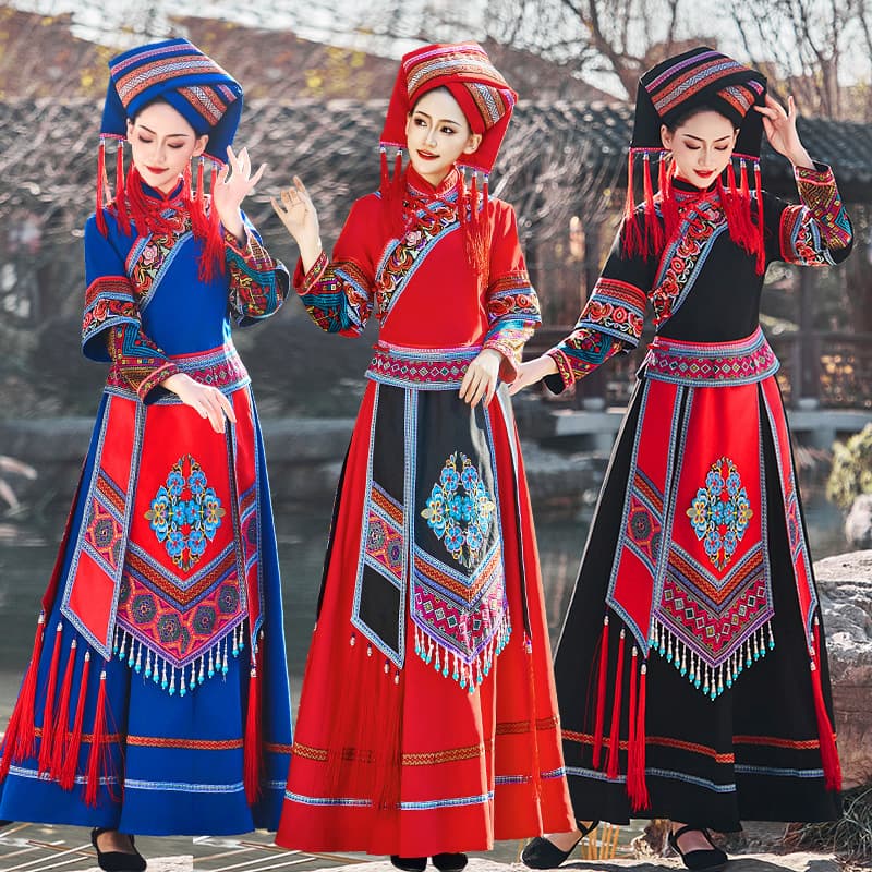 Guangxi Zhuang ethnic costume women's traditional dress, ethnic style dress, June 1st adult spring new style clothing March 3rd.