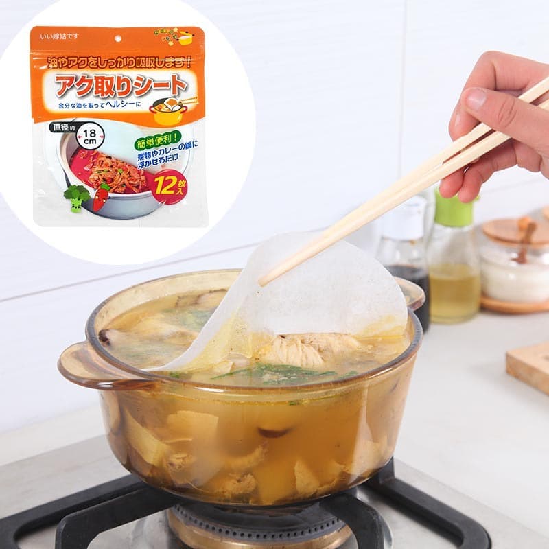 Kitchen Soup Oil Absorbing Paper, Stew Drinking Oil Absorbing Cotton, Thickened Food Liner Paper, Oil Removal Floating Scum Adsorption, 12-Pack