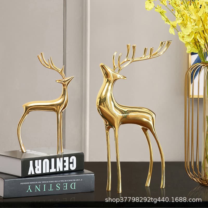 Creative Home Copper Deer Ornaments Office Housewarming Gifts Living Room TV Cabinet Porch Wine Cabinet Soft Decoration