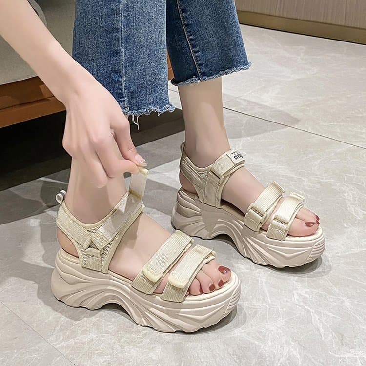 Beach Sandals Women's 2025 Summer New Trbottomy Student Platform Thick-Soled Women's Shoes Dad Sports Sandals Women's Wholesale