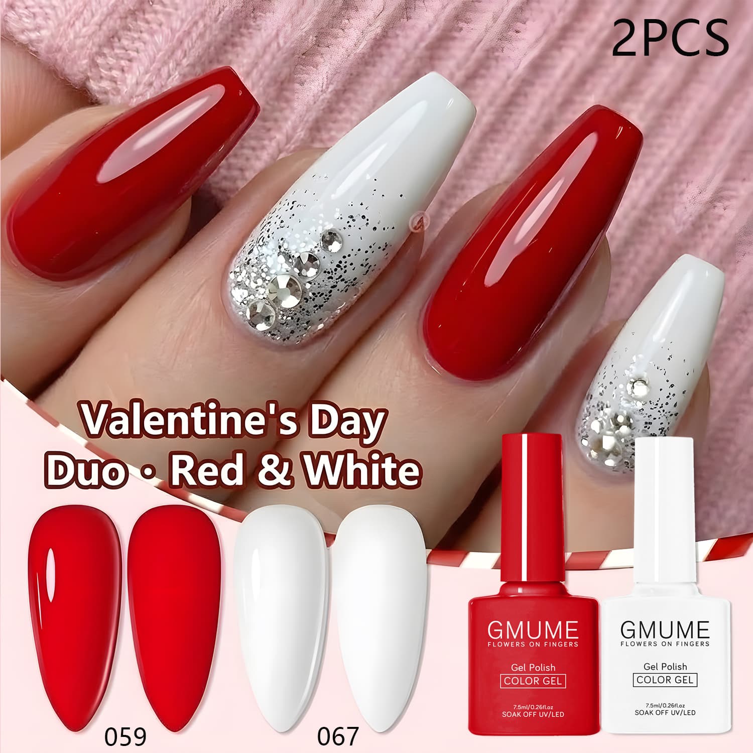 Cross-border 2-Bottle Pack Hot-Selling Colorful Bottles Red and White Classic Gel Nail Polish Spring Hot-Selling Popular High-End Nail Salon New Arrival