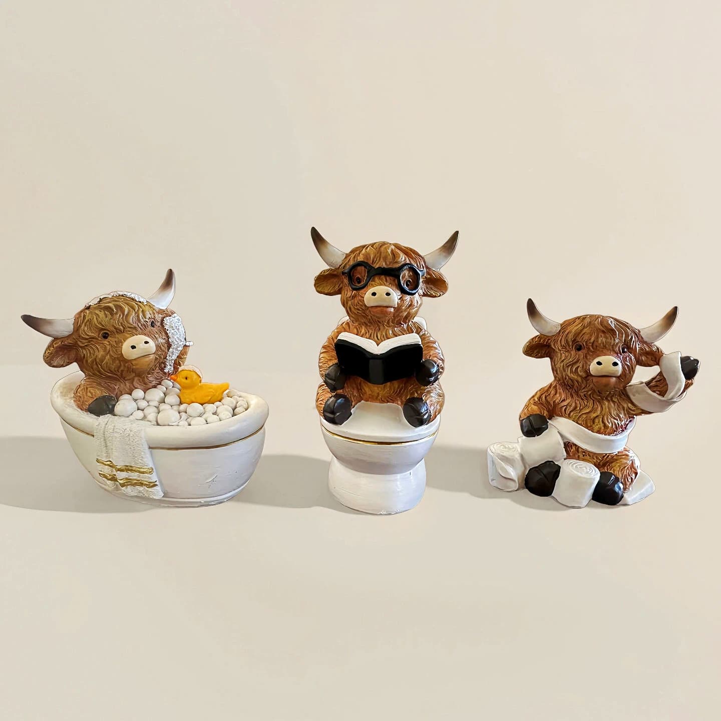 New Cross-Border Bathroom Decor Highland Cow Statue Resin Ornament Craft Creative Holiday Home Gift